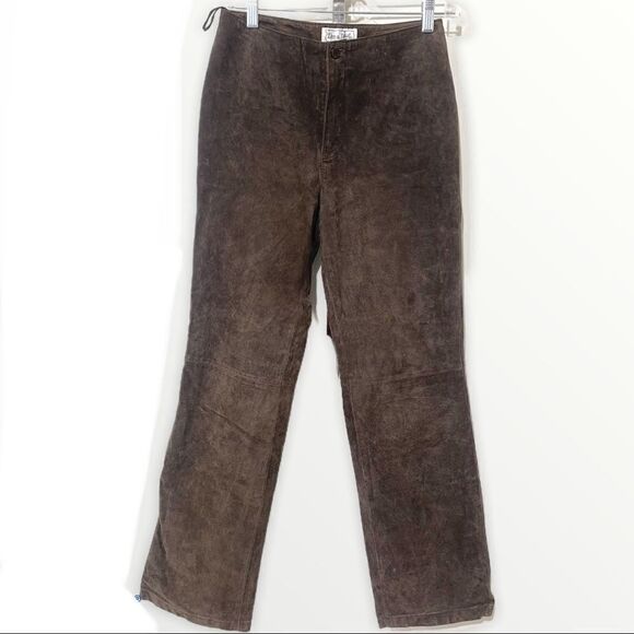 Live A Little brown suede pants jeans EUC size 4 leather - Picture 2 of 13